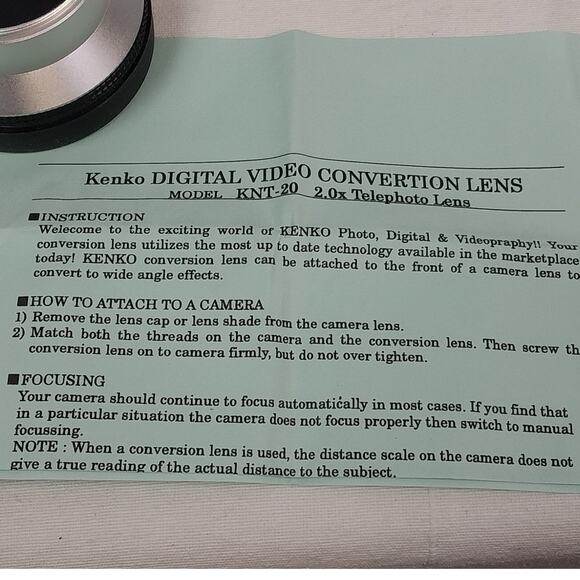 Vintage Kenko KNT-20 Digital Convertion Video Camera Lens w Stepping Ring - Picture 4 of 7